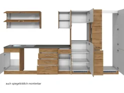 Held Möbel Gefrierschränke<Küchenzeile Sorrento 360 cm Wotaneiche-Wotaneiche ohne E-Geräte