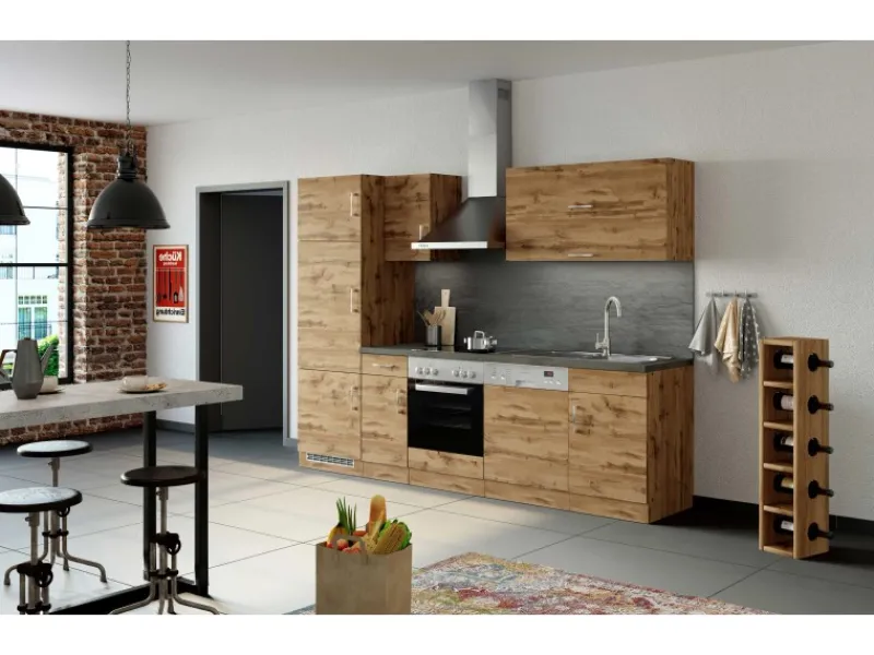 Held Möbel Küchenzeile Sorrento 270 cm Wotaneiche-Wotaneiche< Kühlschränke