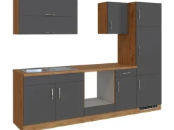 Clearance Held Möbel Küchenzeile Sorrento 270 cm Anthrazit-Wotaneiche ohne E-Geräte