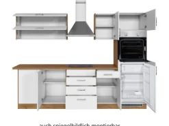 Held Möbel Küchenzeile Sorrento 210/ 270 cm Weiß-Wotaneiche Winkel< Kühlschränke|Winkelküchen