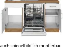Held Möbel Küchenzeile Sorrento 210/ 270 cm Weiß-Wotaneiche Winkel< Kühlschränke|Winkelküchen