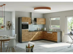 Held Möbel Winkelküchen<Küchenzeile Sorrento 210/ 270 cm Wotaneiche-Grafit o. E-Geräte Winkel