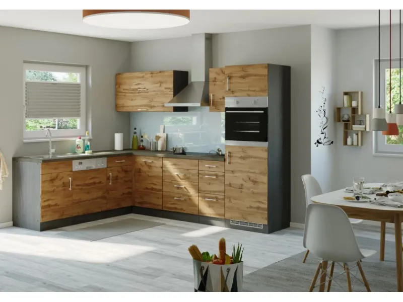 Held Möbel Winkelküchen<Küchenzeile Sorrento 210/ 270 cm Wotaneiche-Grafit o. E-Geräte Winkel