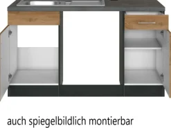 Held Möbel Winkelküchen<Küchenzeile Sorrento 210/ 270 cm Wotaneiche-Grafit o. E-Geräte Winkel
