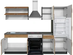 Held Möbel Küchenzeile Sorrento 270 cm Wotaneiche-Grafit< Herde|Kühlschränke