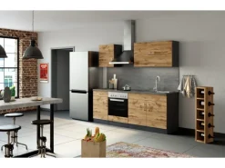 Held Möbel Küchenzeile Sorrento 210 cm Wotaneiche-Grafit< Herde