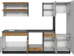 Clearance Held Möbel Küchenzeile Sorrento 270 cm Wotaneiche-Grafit ohne E-Geräte