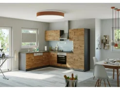 Held Möbel Herde|Kochfelder<Küchenzeile Sorrento 210/270 cm Wotaneiche-Grafit Winkel