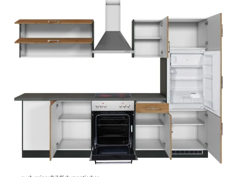 Held Möbel Herde|Kochfelder<Küchenzeile Sorrento 210/270 cm Wotaneiche-Grafit Winkel