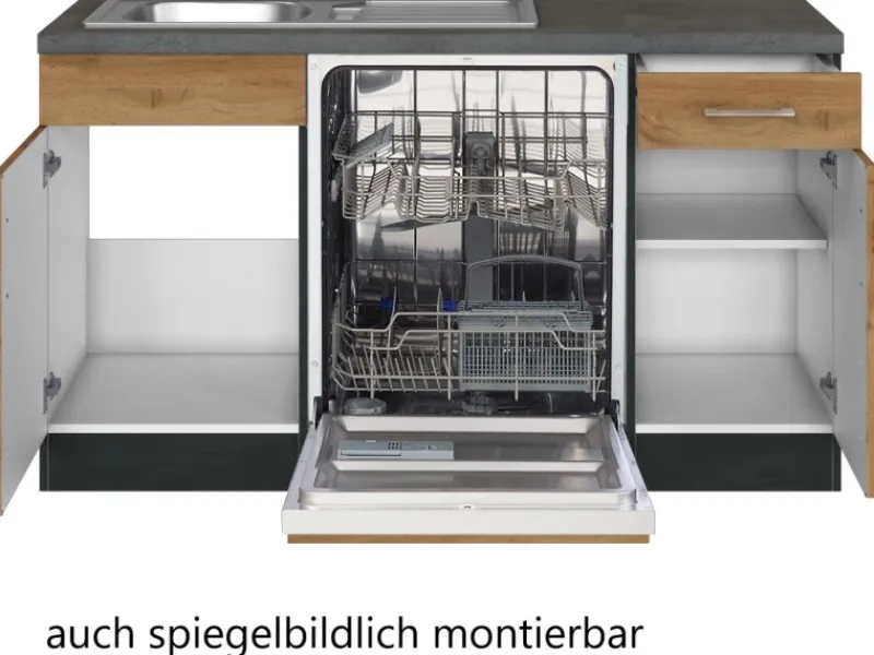 Held Möbel Herde|Kochfelder<Küchenzeile Sorrento 210/270 cm Wotaneiche-Grafit Winkel