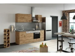 New Held Möbel Küchenzeile Sorrento 210 cm Wotaneiche-Wotaneiche