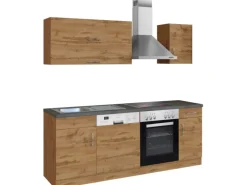 New Held Möbel Küchenzeile Sorrento 210 cm Wotaneiche-Wotaneiche