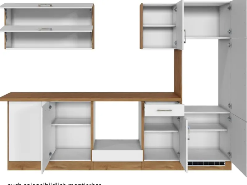 Held Möbel Winkelküchen<Küchenzeile Sorrento 210/ 270 cm Weiß-Wotaneiche o. E-Geräte Winkel
