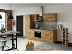Held Möbel Küchenzeile Sorrento 270 cm Wotaneiche-Wotaneiche< Herde|Kühlschränke