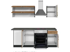 Discount Held Möbel Küchenzeile Sorrento 210 cm Wotaneiche-Grafit Winkel