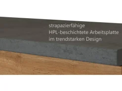 Discount Held Möbel Küchenzeile Sorrento 210 cm Wotaneiche-Grafit Winkel