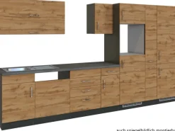 Held Möbel Gefrierschränke<Küchenzeile Sorrento 360 cm Wotaneiche-Grafit ohne E-Geräte