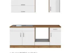 Held Möbel Herde|Küchenschränke<Küchenzeile Sorrento 210 cm Weiß-Wotaneiche ohne E-Geräte