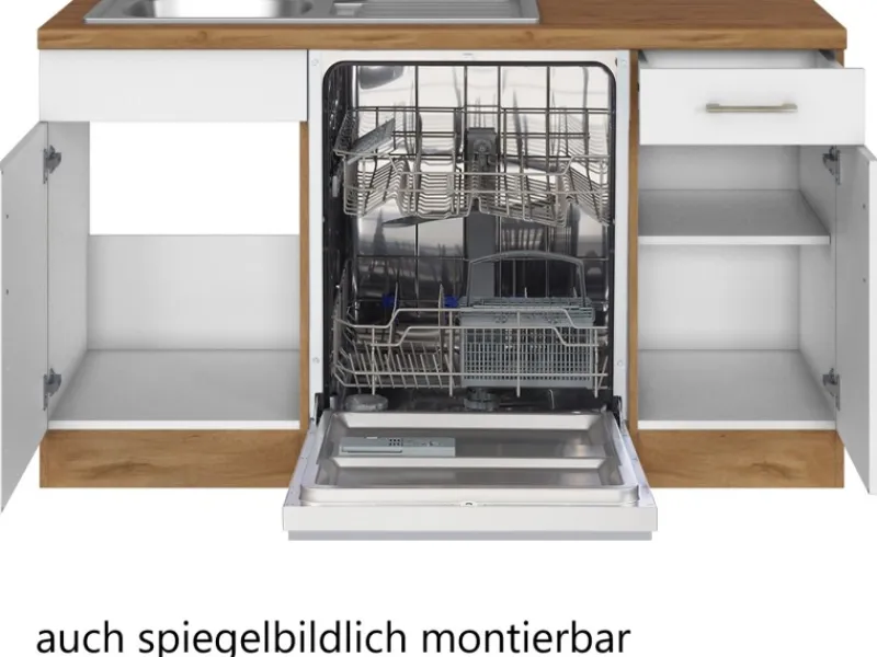 Held Möbel Winkelküchen|Herde<Küchenzeile Sorrento 210/ 270 cm Weiß-Wotaneiche Winkel