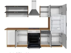 Held Möbel Küchenzeile Sorrento 210/ 270 cm Anthrazit-Wotaneiche Winkel< Herde|Kühlschränke