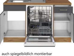 Held Möbel Küchenzeile Sorrento 210/ 270 cm Anthrazit-Wotaneiche Winkel< Herde|Kühlschränke