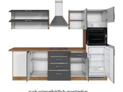 New Held Möbel Küchenzeile Sorrento 210/ 270 cm Anthrazit-Wotaneiche Winkel