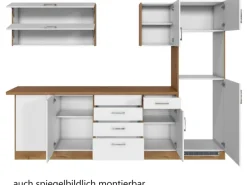 Held Möbel Küchenzeile Sorrento 210/ 270 cm Weiß-Wotaneiche o. E-Geräte Winkel< Winkelküchen|Einbauküchen