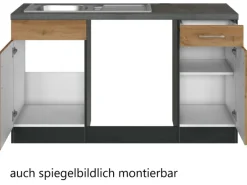 Clearance Held Möbel Küchenzeile Sorrento 210 cm Wotaneiche-Grafit ohne E-Geräte Winkel