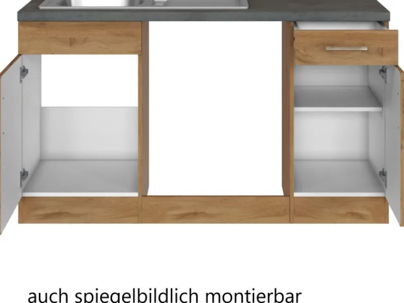 Held Möbel Winkelküchen|Herde<Küchenzeile Sorrento 210 cm Wotaneiche-Wotaneiche o. E-Geräte Winkel