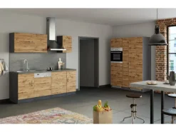 Best Held Möbel Küchenzeile Sorrento 360 cm Wotaneiche-Grafit