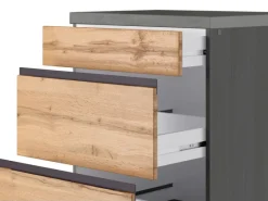 New Held Möbel Küchenzeile Turin 300 cm Wotaneiche-Graphit mit E-Geräten Eiche Graphit