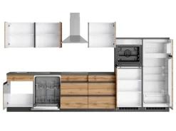 Held Möbel Kühlschränke|Single-Küchen<Küchenzeile Turin 360 cm Wotaneiche-Graphit mit E-Geräten