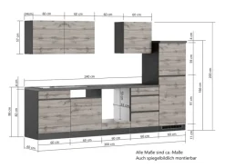 Held Möbel Küchenzeile Turin 300 cm ohne E-Geräte< Einbauküchen
