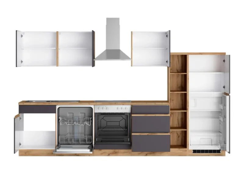 Held Möbel Winkelküchen<Küchenzeile Turin 330 cm mit E-Geräten