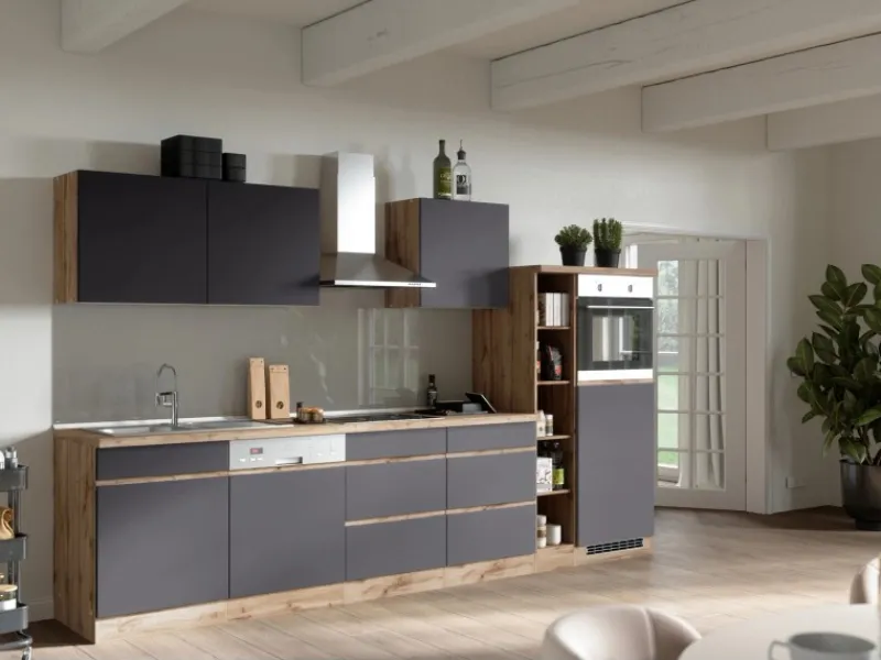 Held Möbel Küchenzeile Turin 330 cm mit E-Geräten< Kochfelder|Kühlschränke