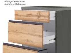 Held Möbel Kochfelder|Einbauküchen<Küchenzeile Turin 390 cm Wotaneiche-Graphit mit E-Geräten
