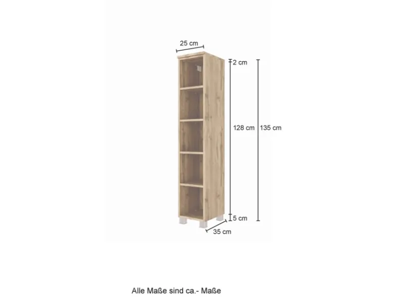 Best Held Möbel Midiregal Pisa 25 cm Wotaneiche