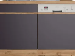Hot Held Möbel Spülenunterschrank Turin 120cm mit GSP-Blende Graphit/WotanEiche Graphit-Wotaneiche
