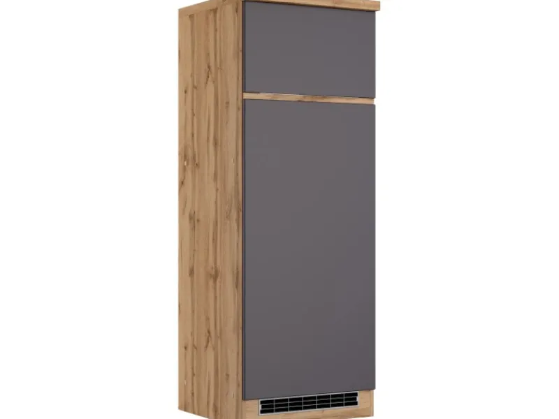 Best Held Möbel Umbauschrank für Kühl/Gefrierkombi Turin 60cm Graphit/WotanEiche Graphit-Wotaneiche