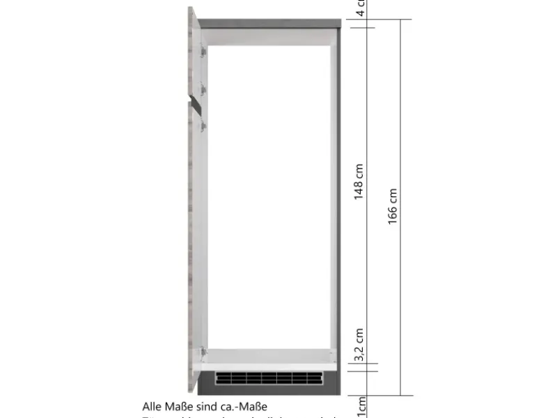 Best Held Möbel Umbauschrank für Kühl/Gefrierkombi Turin 60cm Graphit/WotanEiche Graphit-Wotaneiche