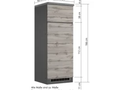 Held Möbel Gefrierschränke<Umbauschrank für Kühl/Gefrierkombi Turin 60cm WotanEiche/Graphit