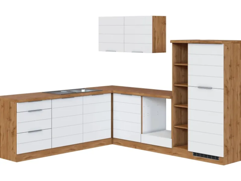 Held Möbel Winkelküchen<Winkelküche 240 cm - 270 cm Matt Weiß-Wotaneiche ohne E-Geräte