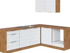 Held Möbel Winkelküchen|Herde<Winkelküche 240 cm - 180 cm Matt Weiß-Wotaneiche ohne E-Geräte