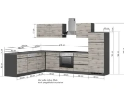 Held Möbel Winkelküchen|Kochfelder<Winkelküche Turin 240 x 300 cm Wotaneiche-Graphit mit E-Geräten