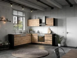 Held Möbel Winkelküchen<Winkelküche Turin 240 x 240 cm Wotaneiche-Graphit ohne E-Geräte
