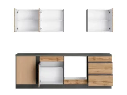 Held Möbel Winkelküchen<Winkelküche Turin 240 x 240 cm Wotaneiche-Graphit ohne E-Geräte