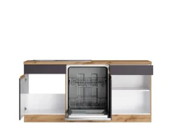 Sale Held Möbel Winkelküche Turin 240 x 240 cm mit E-Geräten Graphit-Wotaneiche