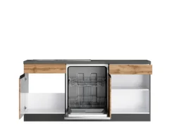 Held Möbel Kühlschränke|Einbauküchen<Winkelküche Turin 300 x 240 cm Wotaneiche-Graphit mit E-Geräten
