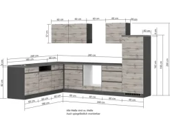 Held Möbel Winkelküche Turin 240 x 300 cm ohne E-Geräte< Winkelküchen