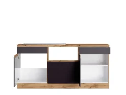 Discount Held Möbel Winkelküche Turin 360 x 240 cm ohne E-Geräte Graphit-Wotaneiche